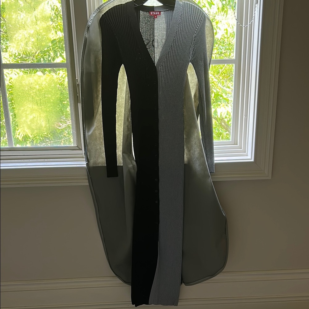 STAUD Black and Gray Long Cardigan